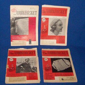 4 Vintage Workbasket Home Arts Magazines 1950s Sewing, Crochet & Knitting Crafts